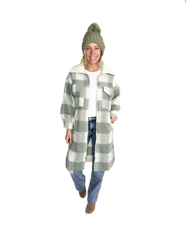 Frostine Plaid Jacket- SAGE