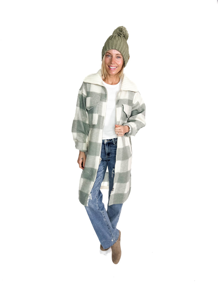 Frostine Plaid Jacket- SAGE
