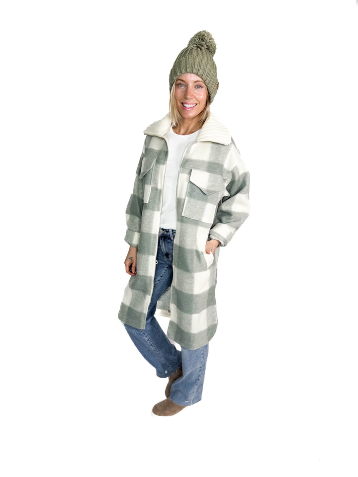 Frostine Plaid Jacket- SAGE