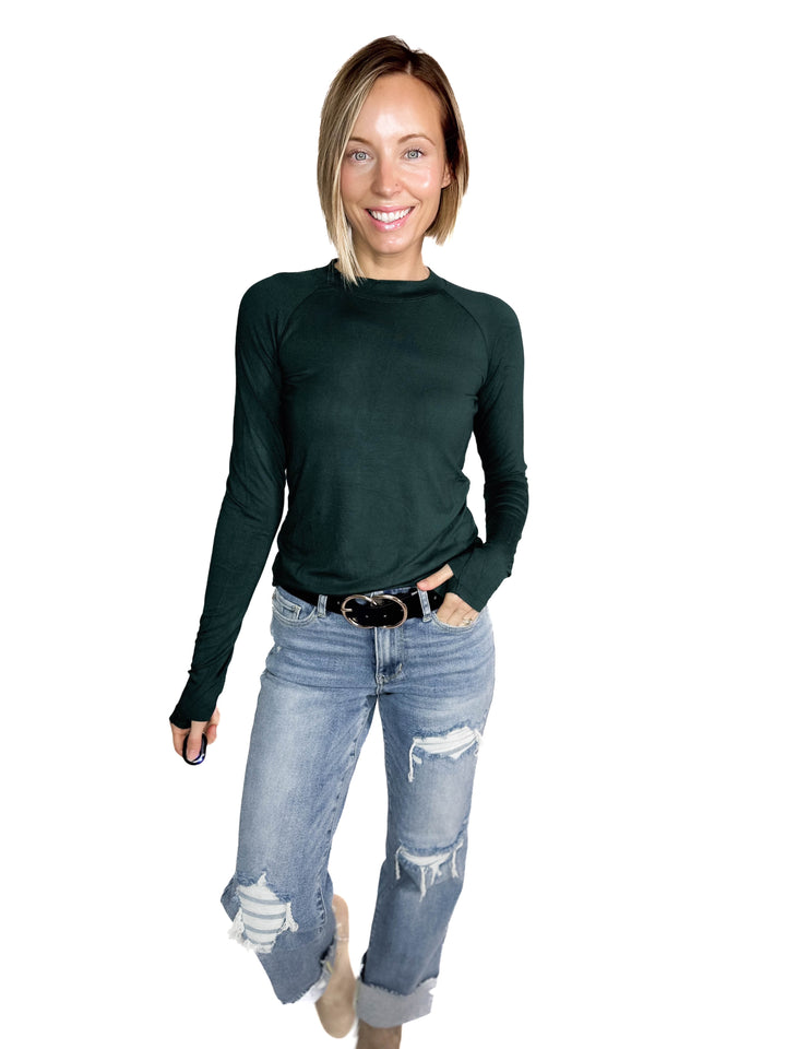 MICHELLE MAE Blair Long Sleeve- HUNTER GREEN