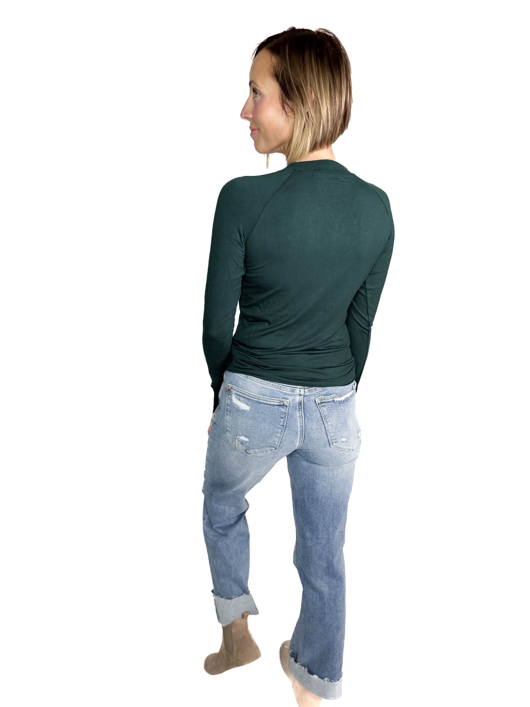 MICHELLE MAE Blair Long Sleeve- HUNTER GREEN