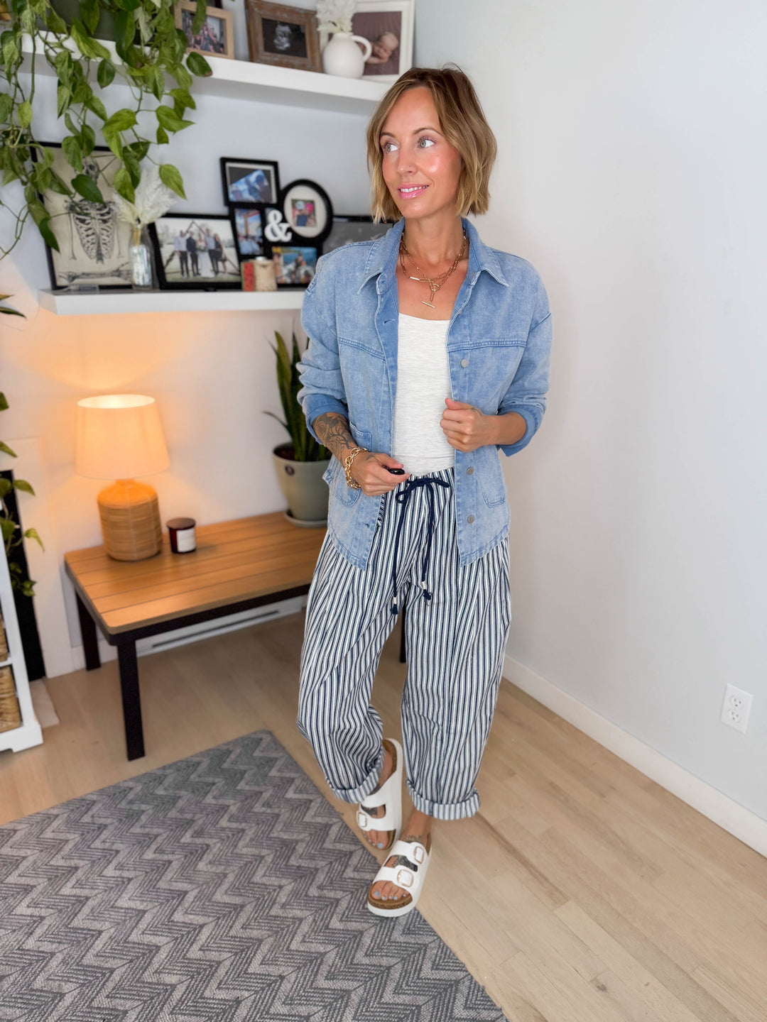 Genevieve Washed Cotton Twill Jacket- DENIM
