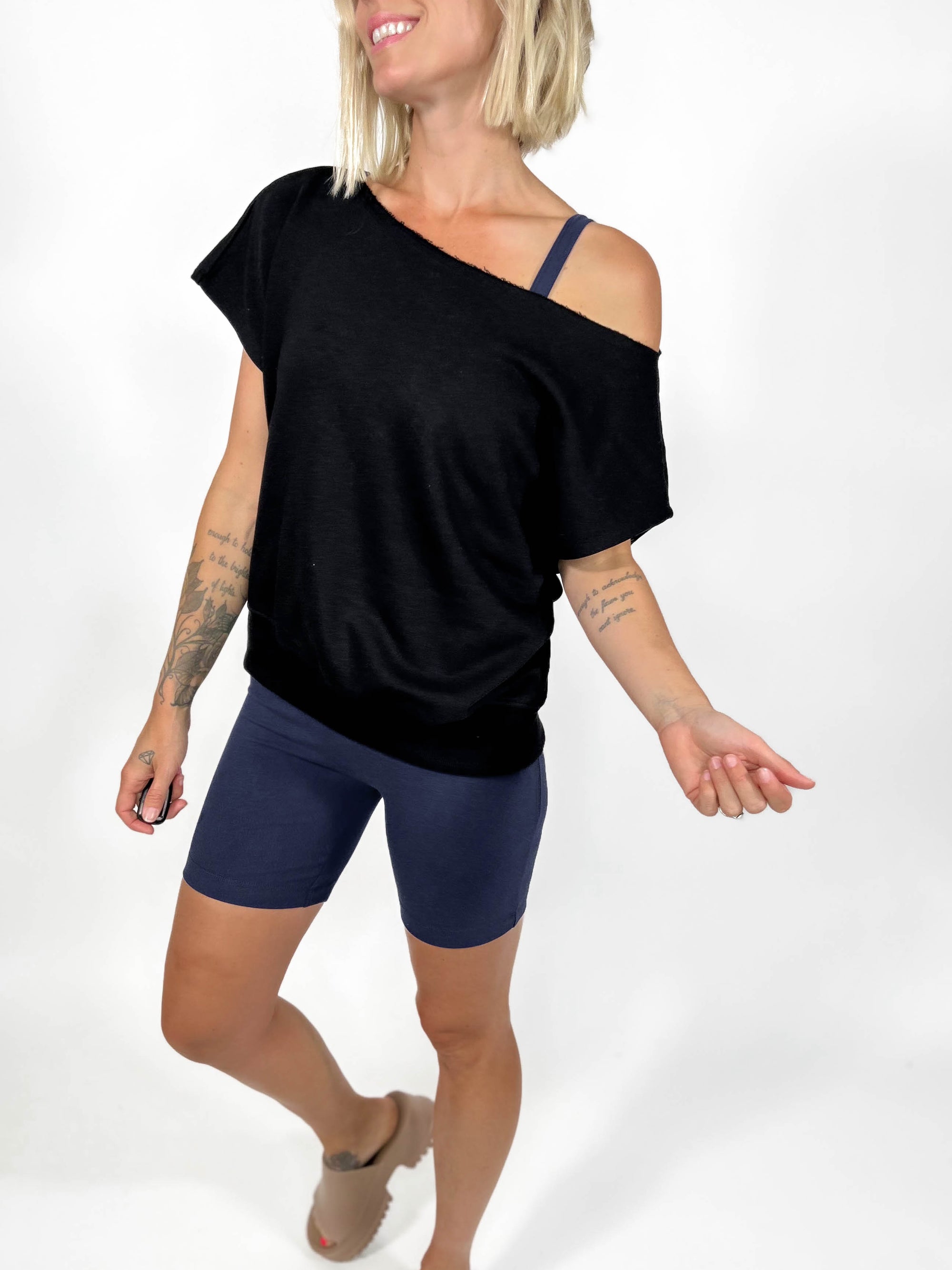 Los Angeles Shoulder Top- BLACK -FINAL SALE