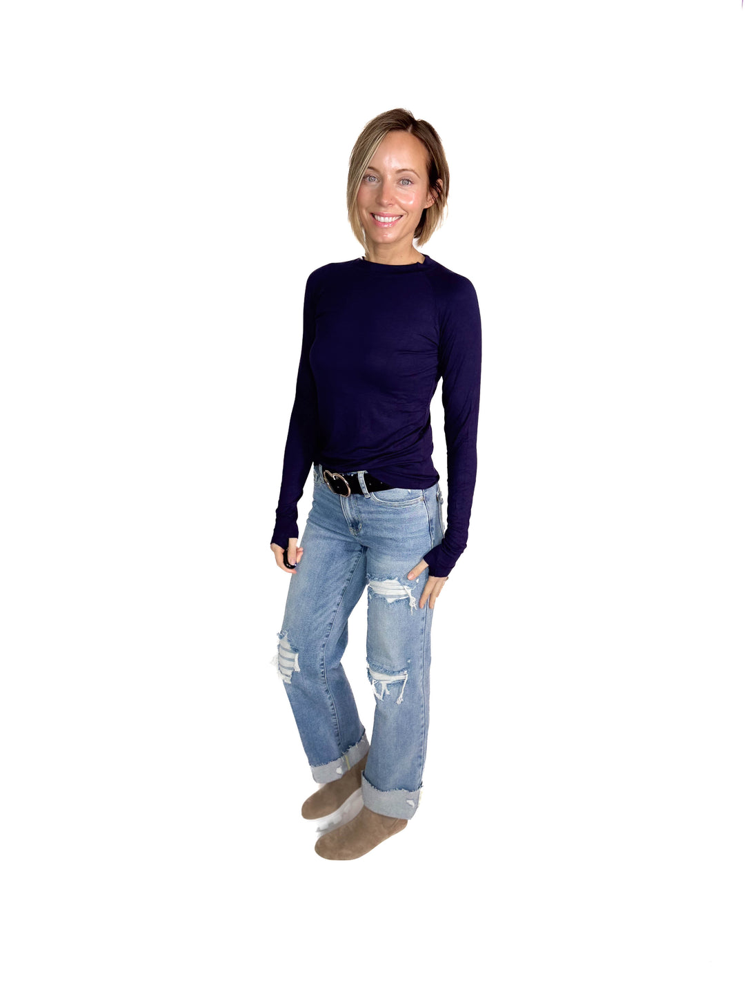 MICHELLE MAE Blair Long Sleeve- NAVY