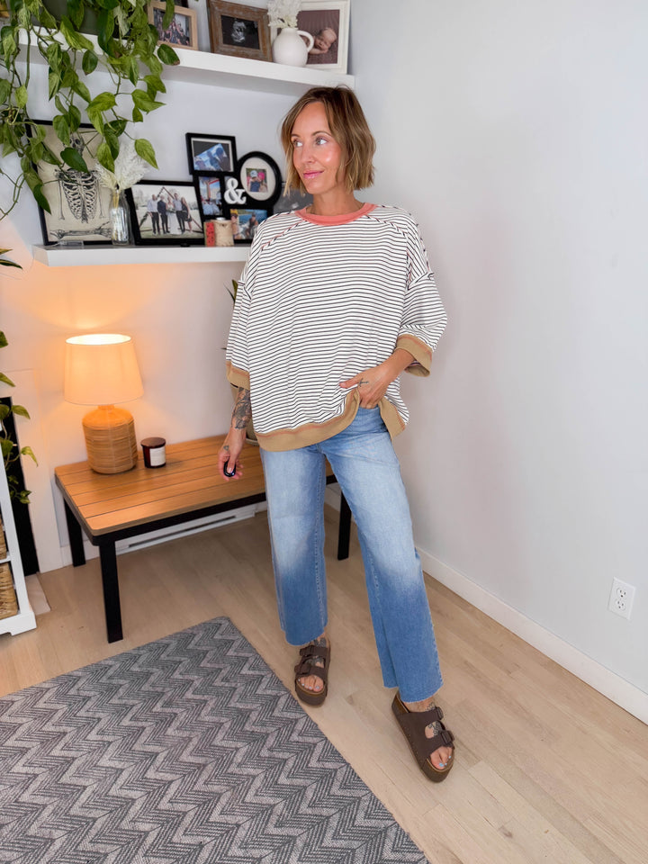 Mirelle 1/2 Sleeve Pullover- OATMEAL LATTE