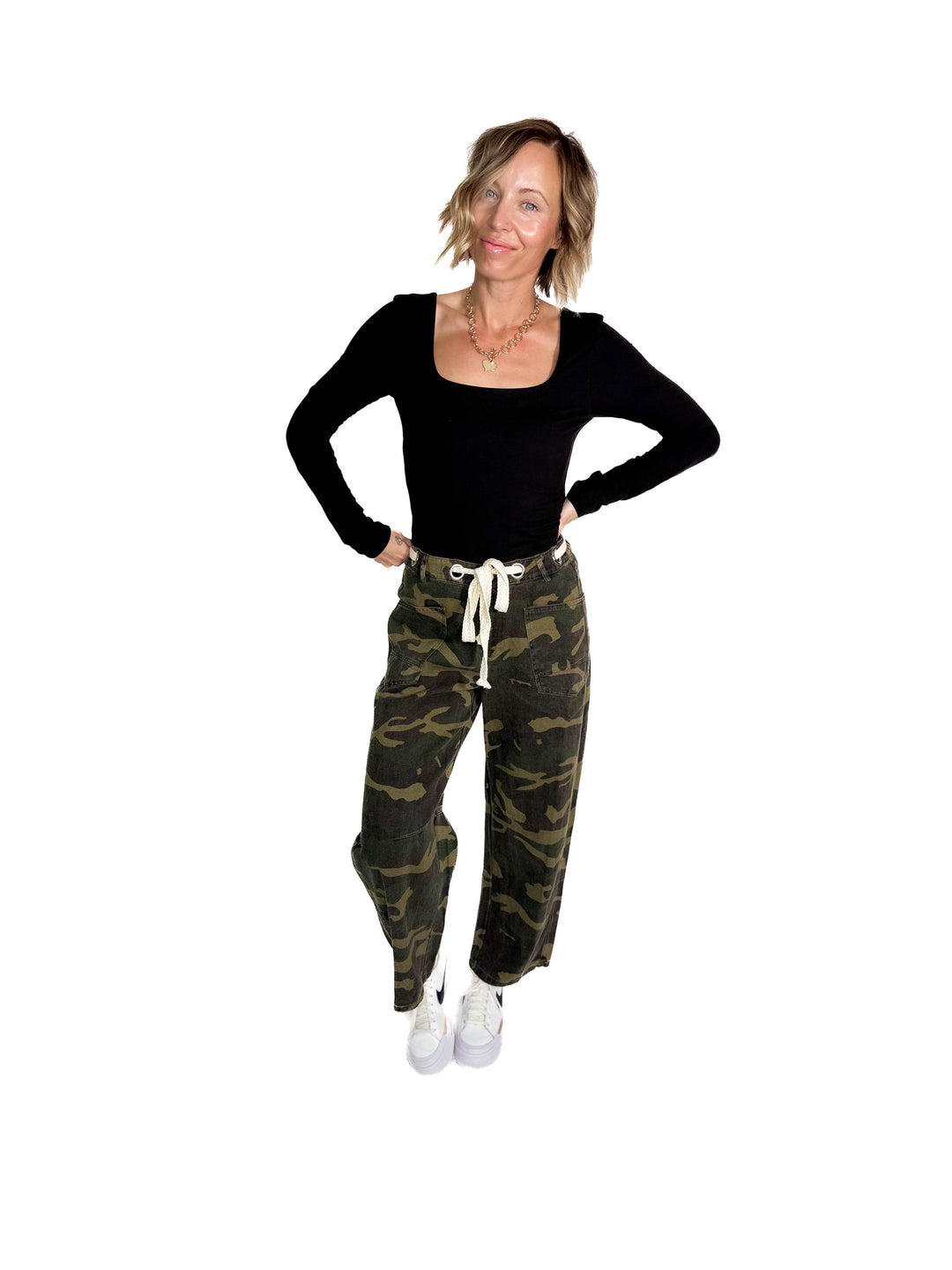 Ayla Butter Square Neck Long Sleeve Top- BLACK