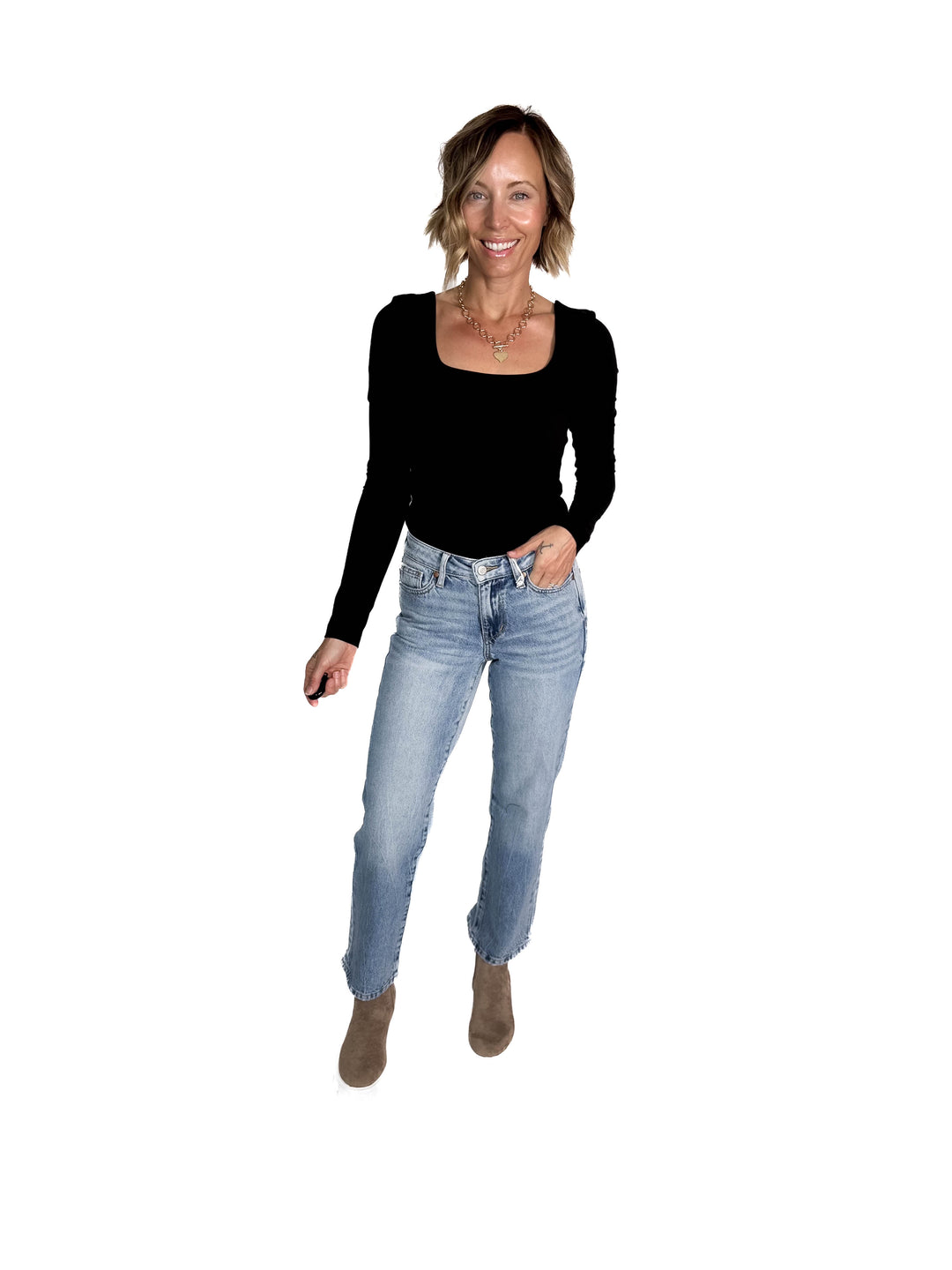 JUDY BLUE True Mid Rise Rigid Magic Straight Leg Jean- MEDIUM WASH