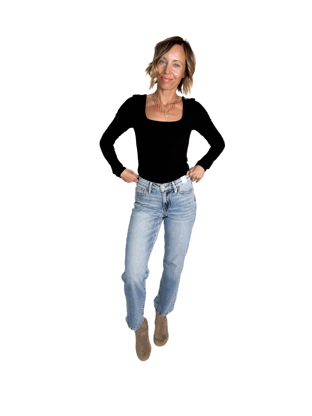 JUDY BLUE True Mid Rise Rigid Magic Straight Leg Jean- MEDIUM WASH