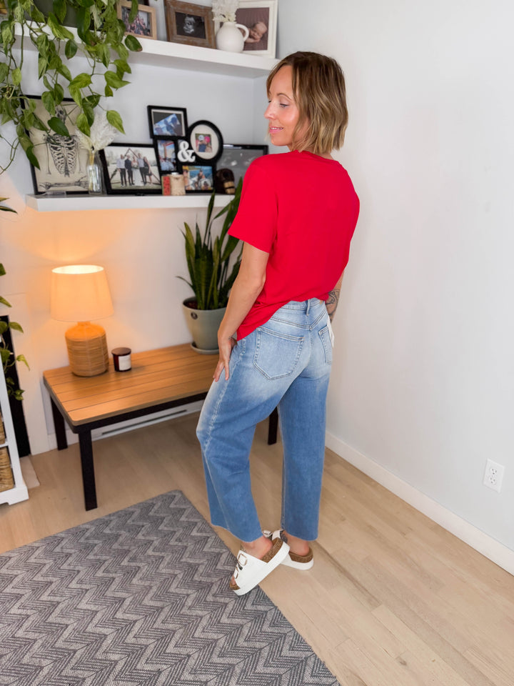 Natie Cotton Boyfriend Tee- RUBY