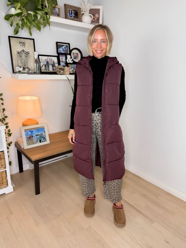 ONLY Jackson Long Puffer Vest-FUDGE