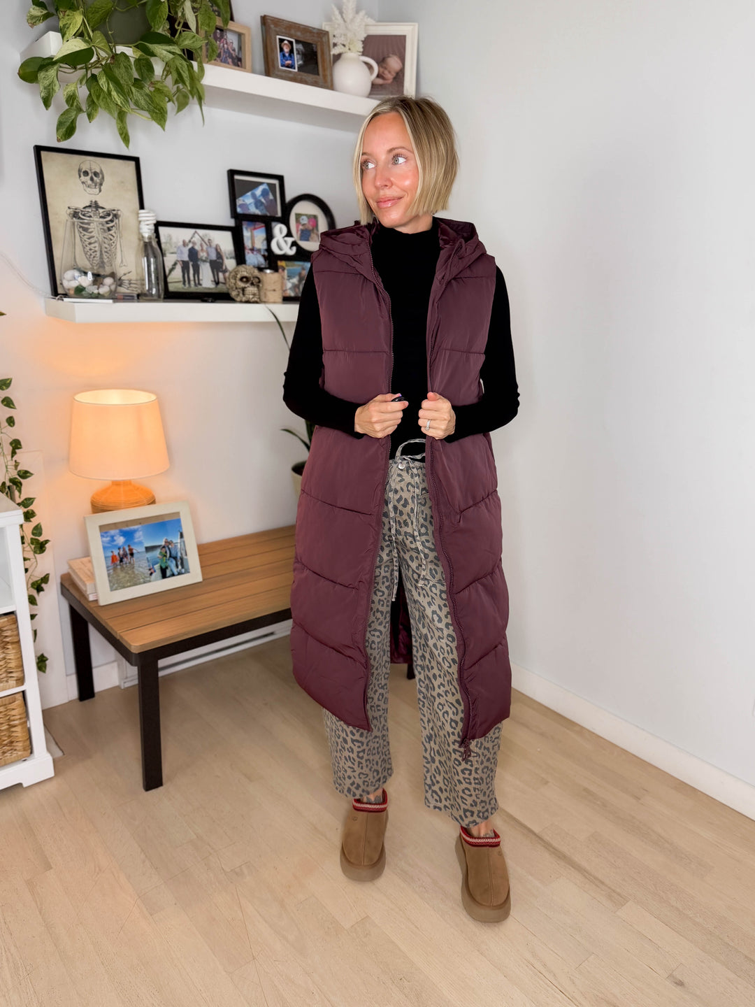 ONLY Jackson Long Puffer Vest-FUDGE