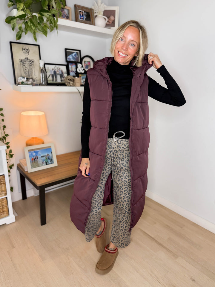 ONLY Jackson Long Puffer Vest-FUDGE