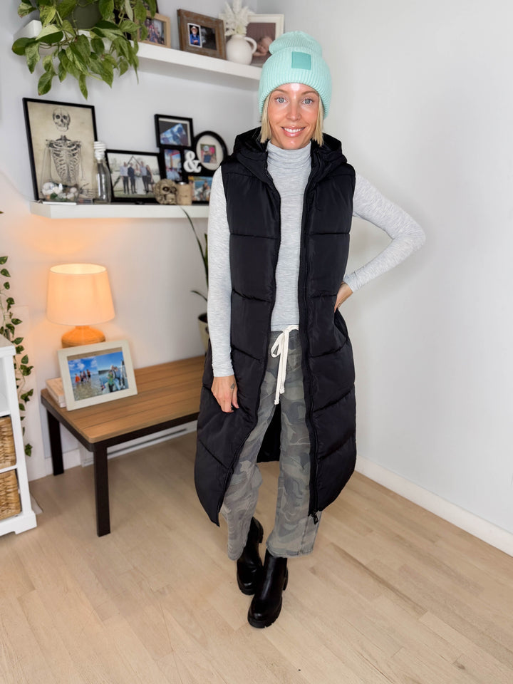 ONLY Jackson Long Puffer Vest- BLACK