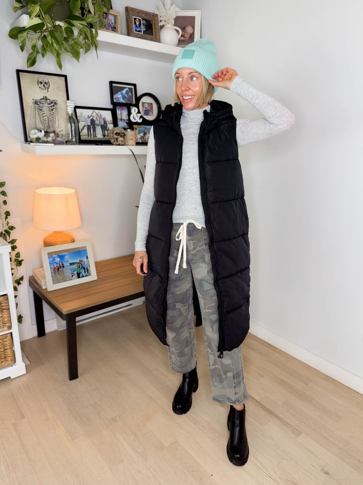 ONLY Jackson Long Puffer Vest- BLACK