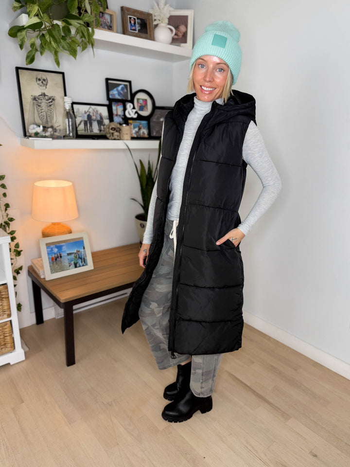 ONLY Jackson Long Puffer Vest- BLACK