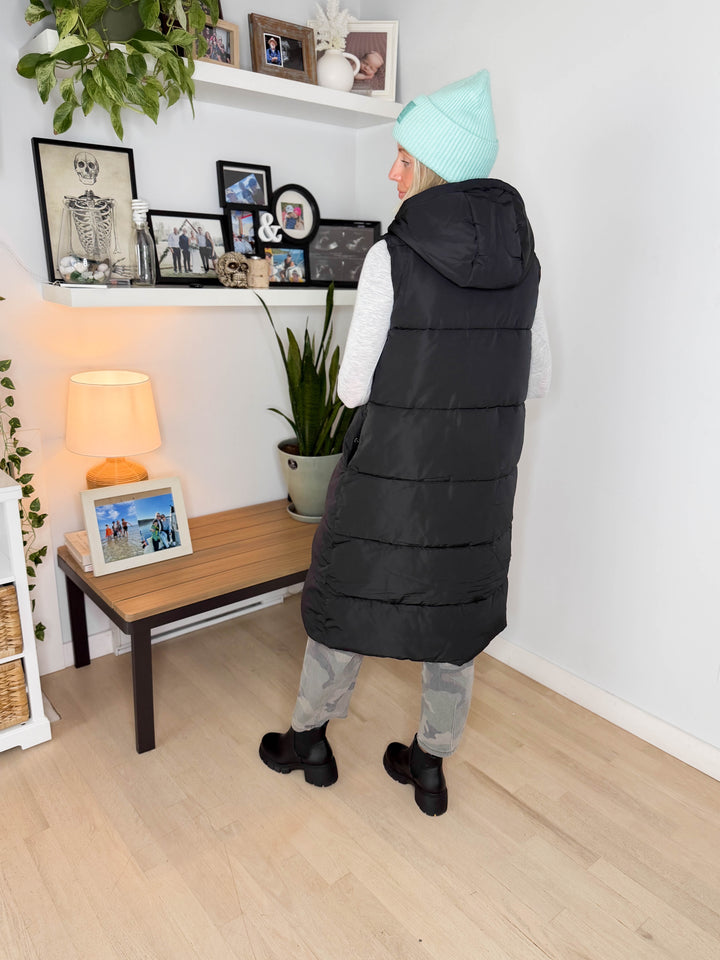 ONLY Jackson Long Puffer Vest- BLACK