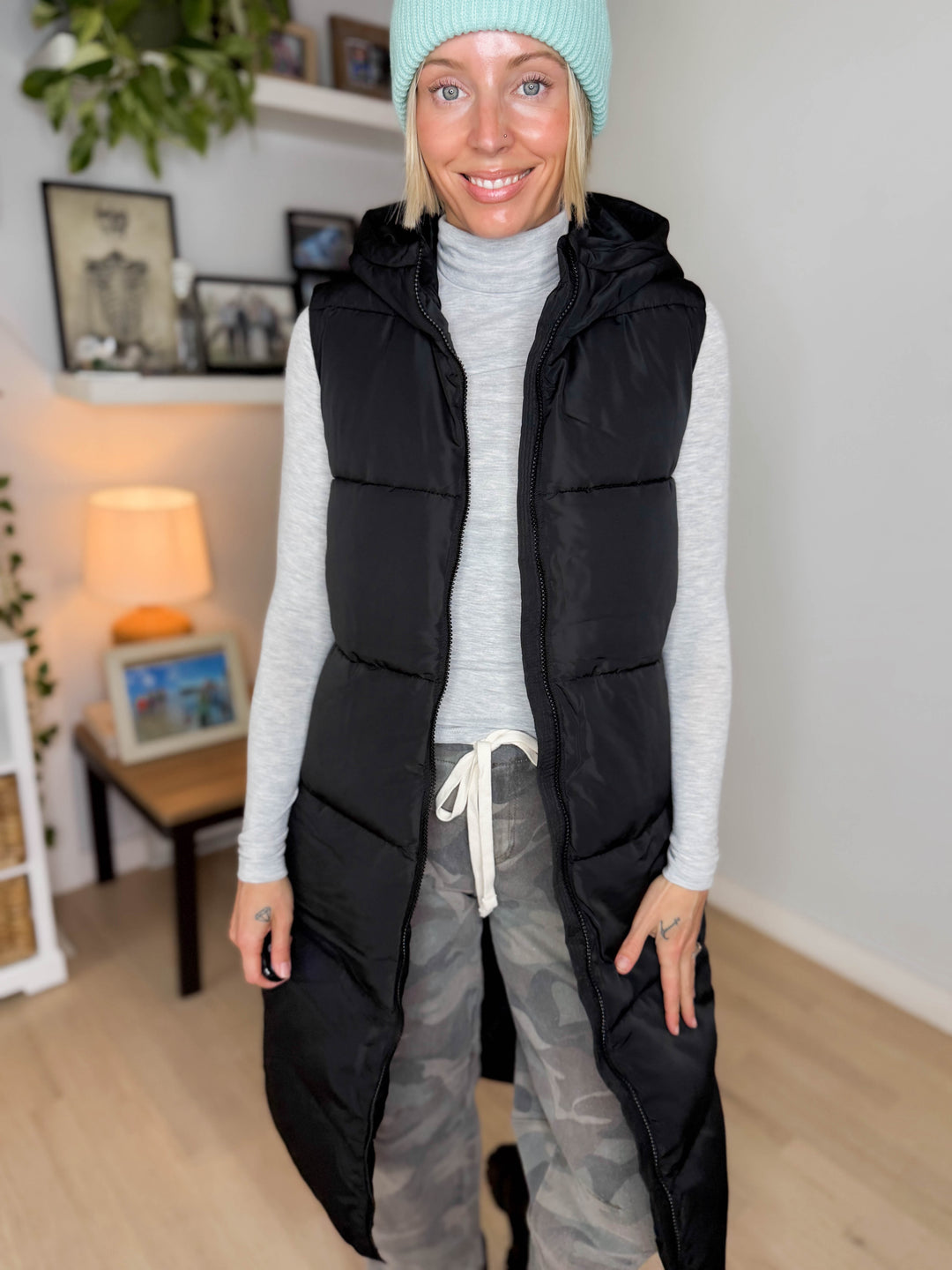 ONLY Jackson Long Puffer Vest- BLACK