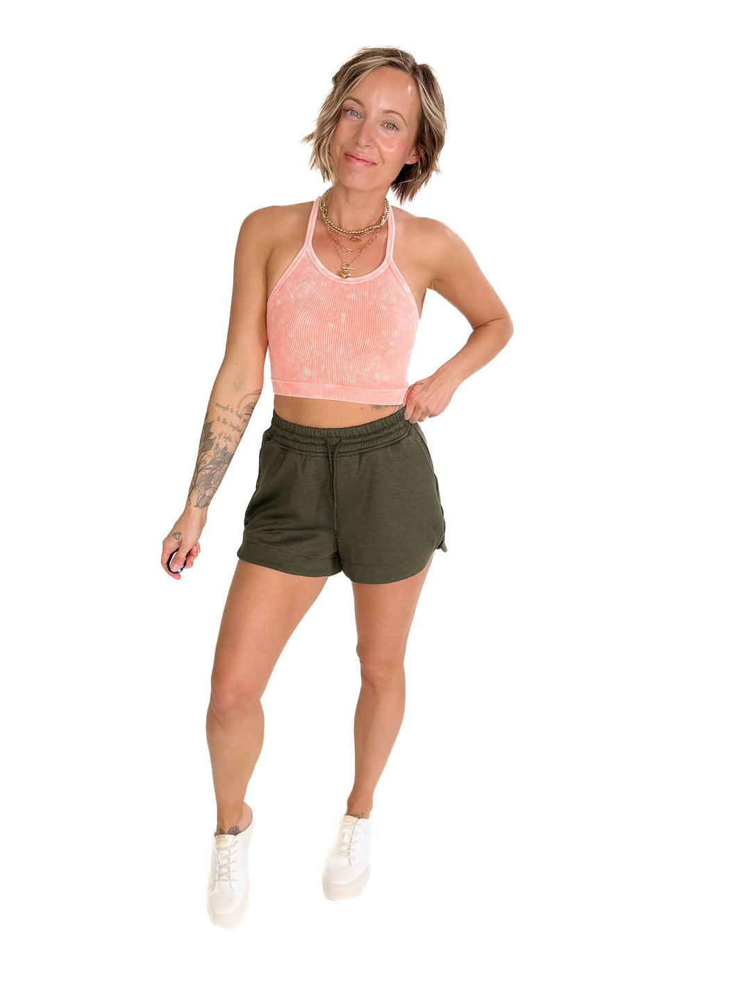 Brassy Seamless Wash Crop Cami- CORAL-FINAL SALE