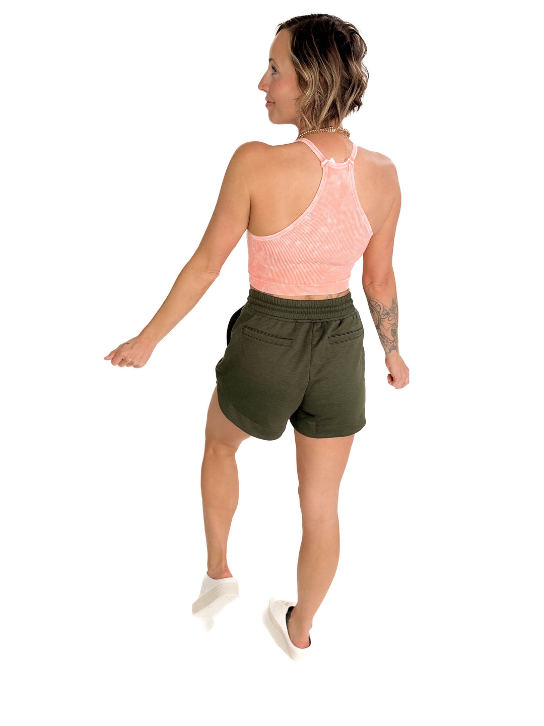 Brassy Seamless Wash Crop Cami- CORAL-FINAL SALE