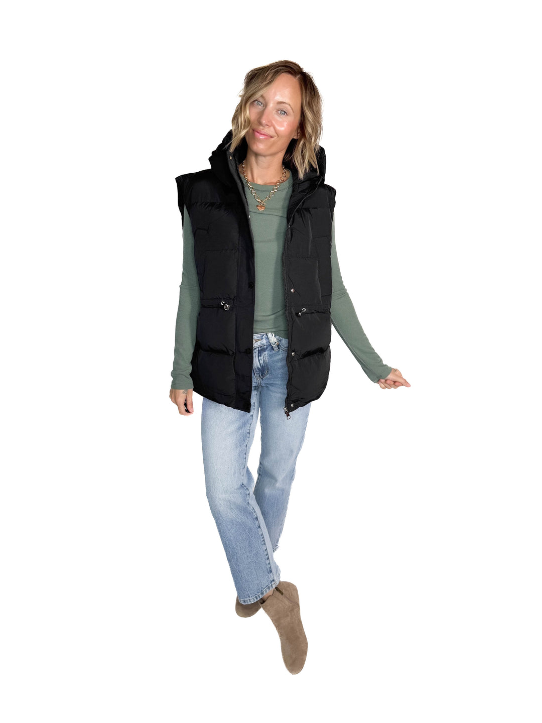 Canyon Hooded Puffer Vest- BLACK-FINAL SALE