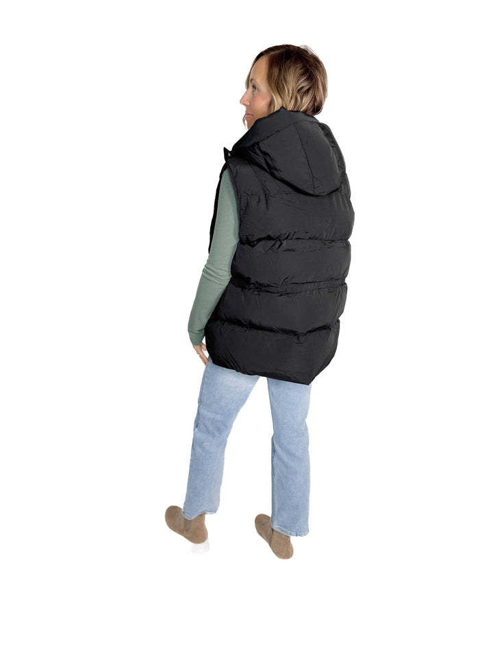 Canyon Hooded Puffer Vest- BLACK-FINAL SALE