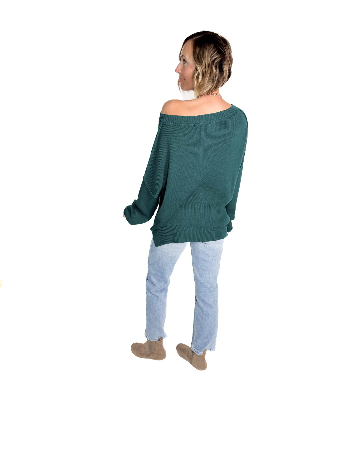 Ever Oversized Cotton Exposed Seam Sweater- TEAL