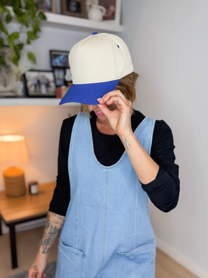 Two Tone Canvas Trucker Hat- BLUE