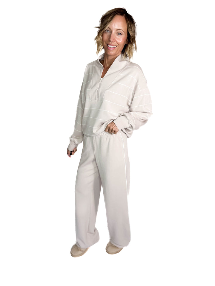 Nancy Modal Straight Leg Pant- MOCHA CREAM/CREAM