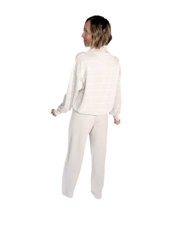 Nancy Modal Straight Leg Pant- MOCHA CREAM/CREAM