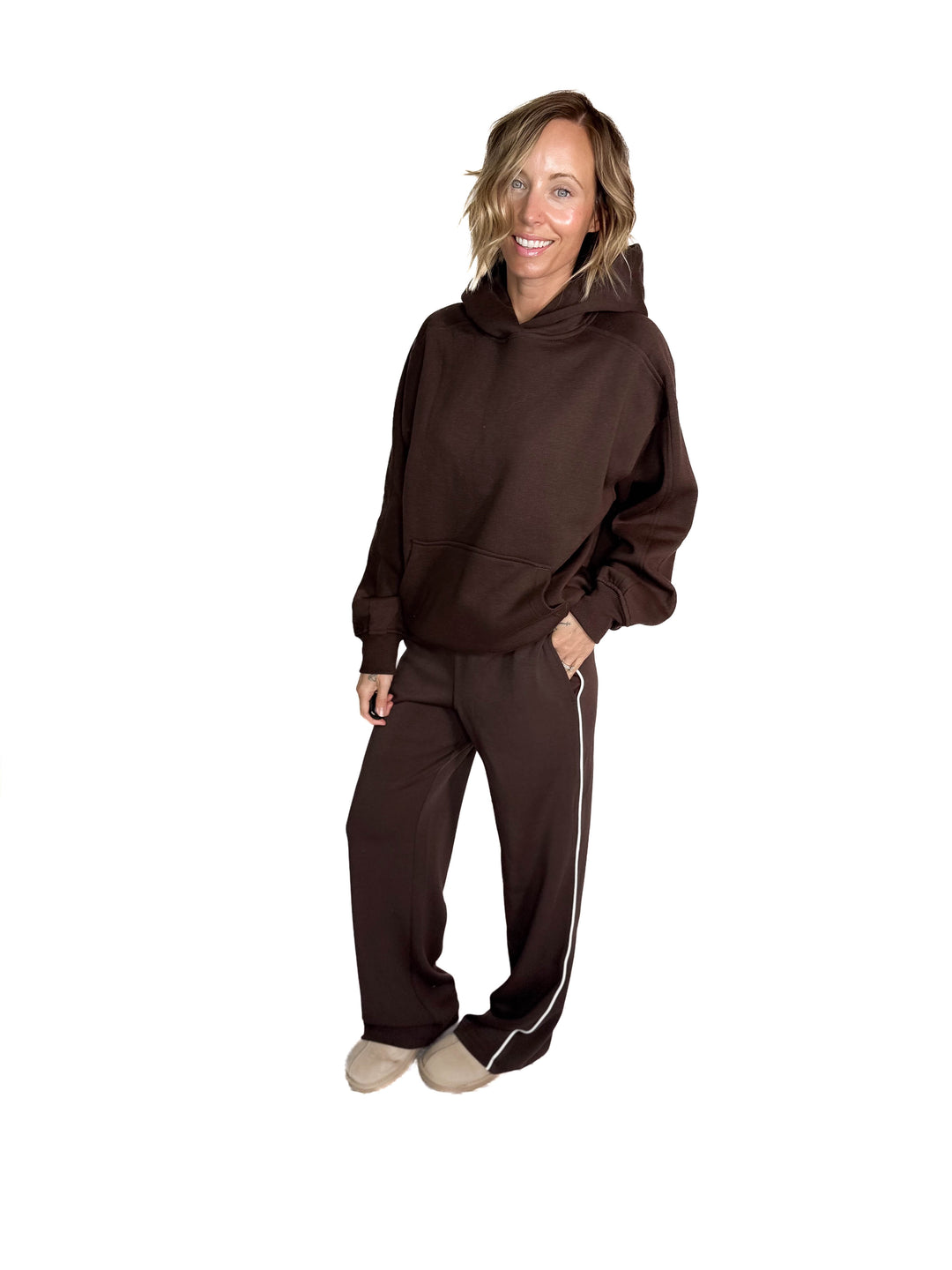 Nancy Modal Straight Leg Pant- ESPRESSO/CREAM