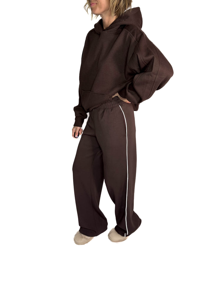 Nancy Modal Straight Leg Pant- ESPRESSO/CREAM