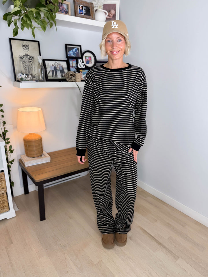 Carlow Brushed Stripe Set- BLACK