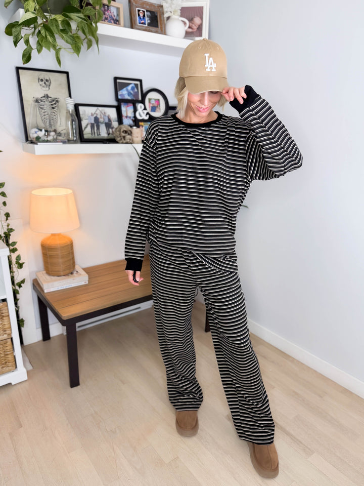 Carlow Brushed Stripe Set- BLACK