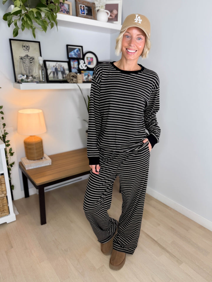 Carlow Brushed Stripe Set- BLACK