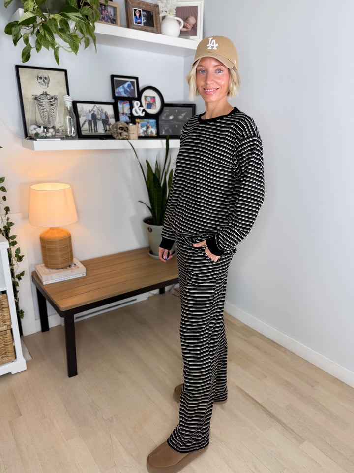 Carlow Brushed Stripe Set- BLACK