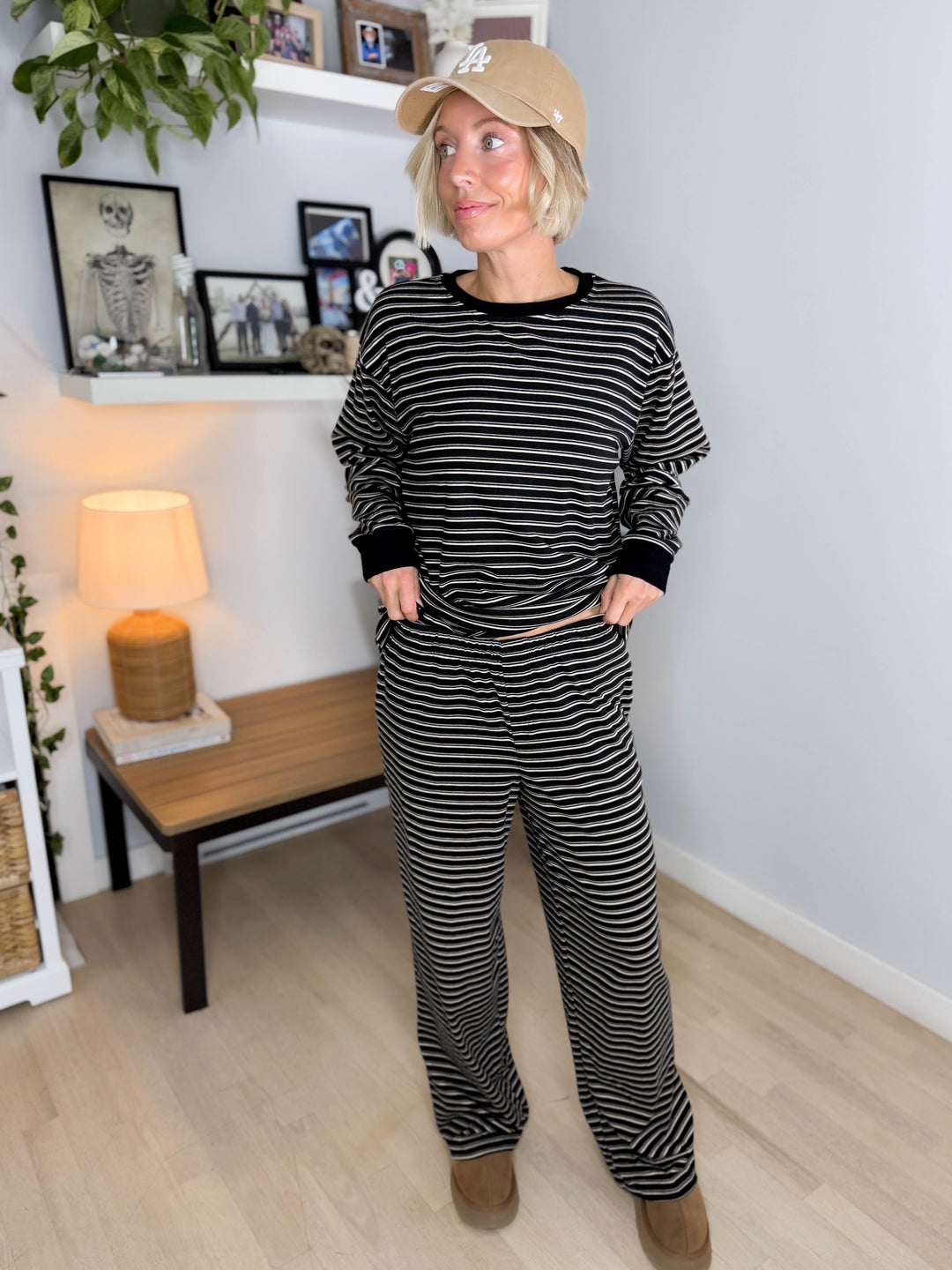 Carlow Brushed Stripe Set- BLACK