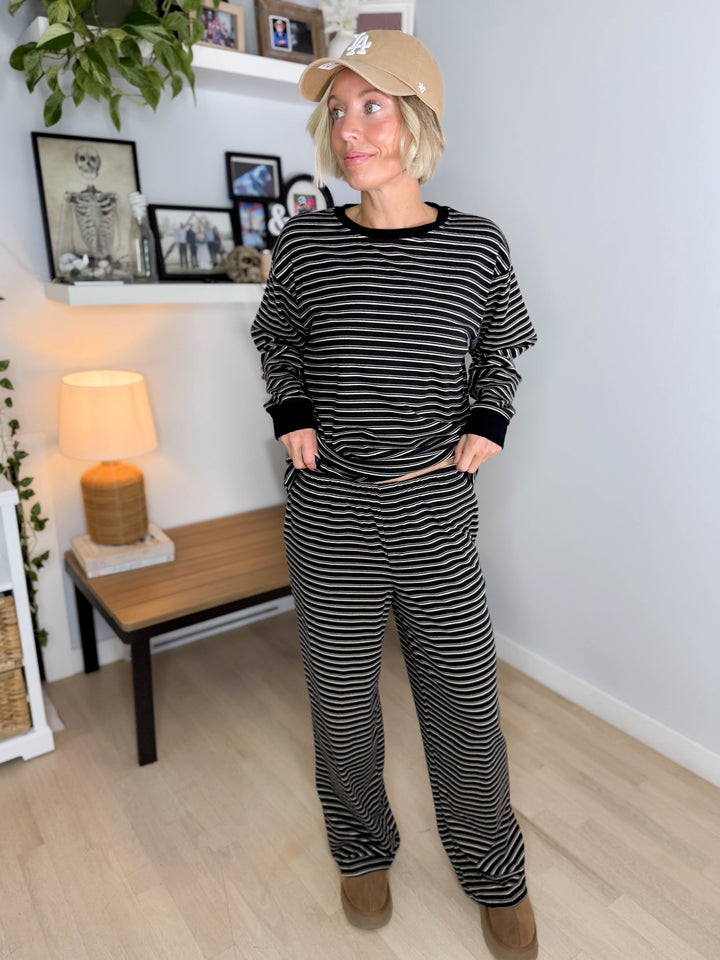 Carlow Brushed Stripe Set- BLACK