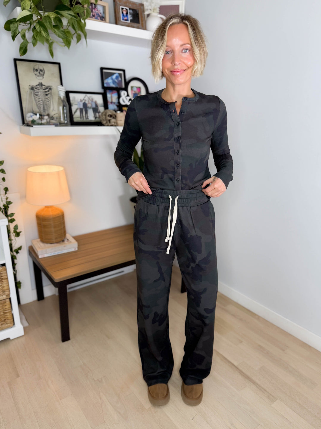 AMPERSAND AVE Thermal Long Sleeve + Pant Set- CAMO