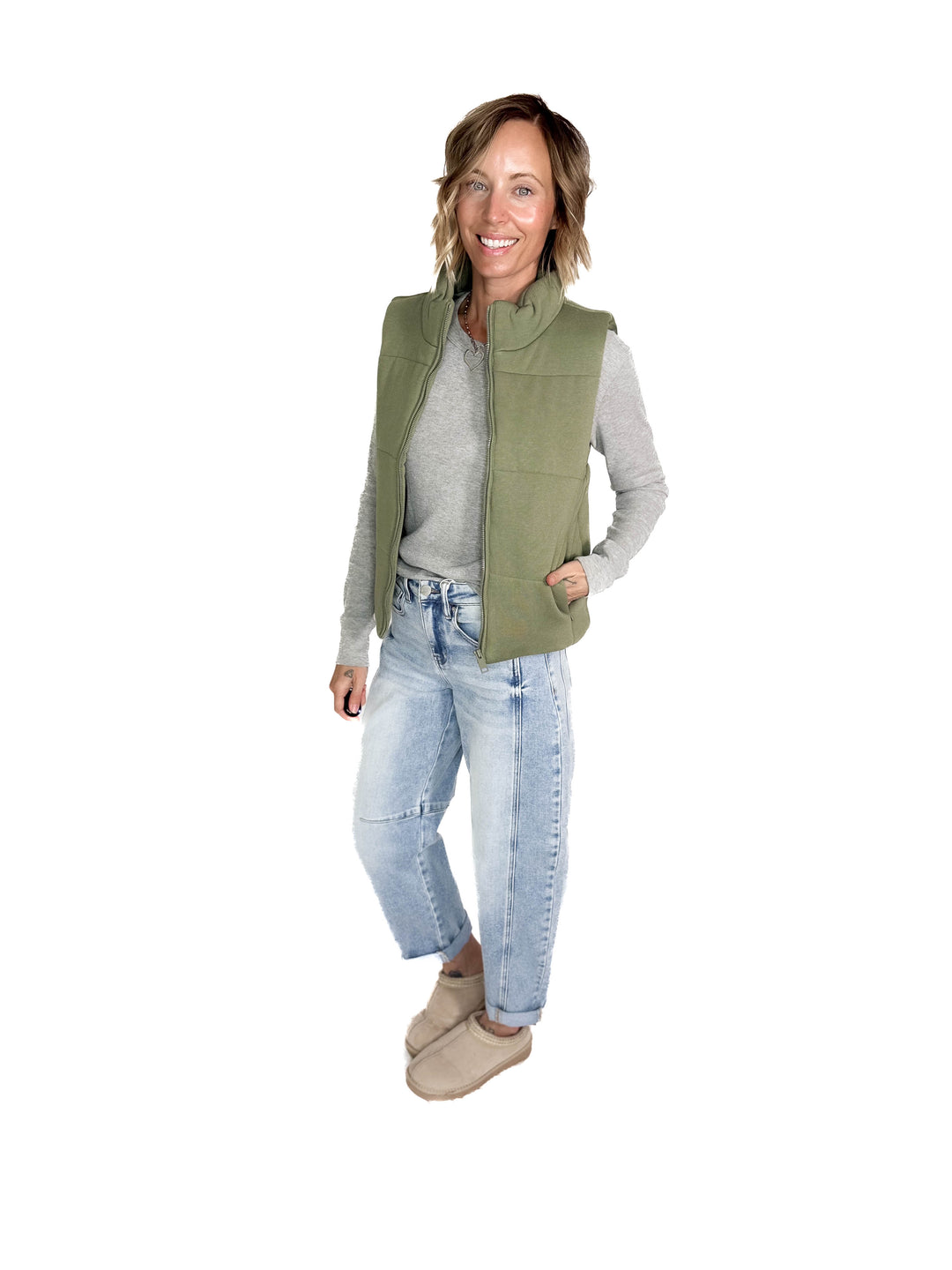Erica Classic Puffer Vest- SAGE-FINAL SALE
