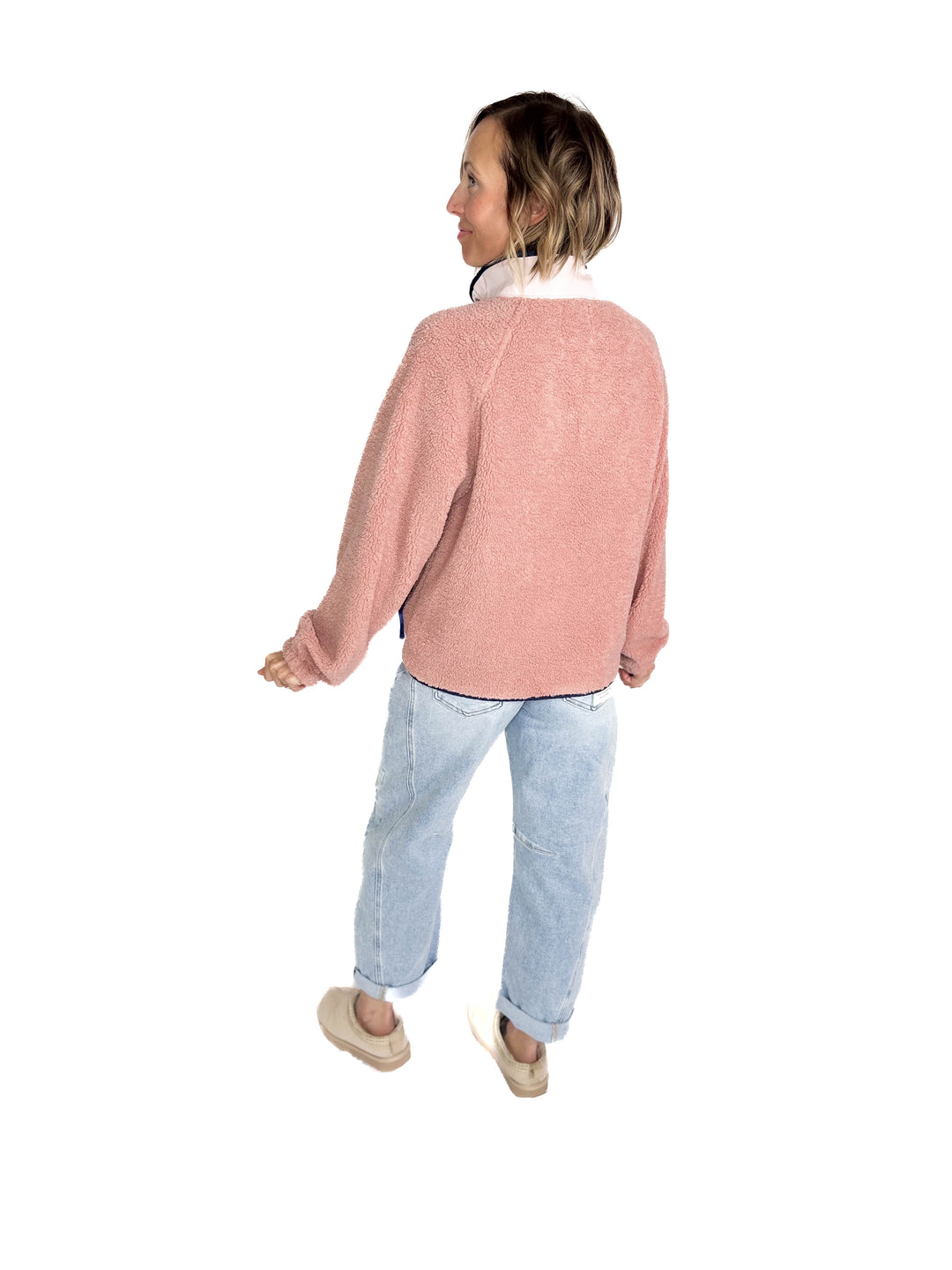 Jenna Fleece 1/2 Snap Pullover- MAUVE PINK-FINAL SALE