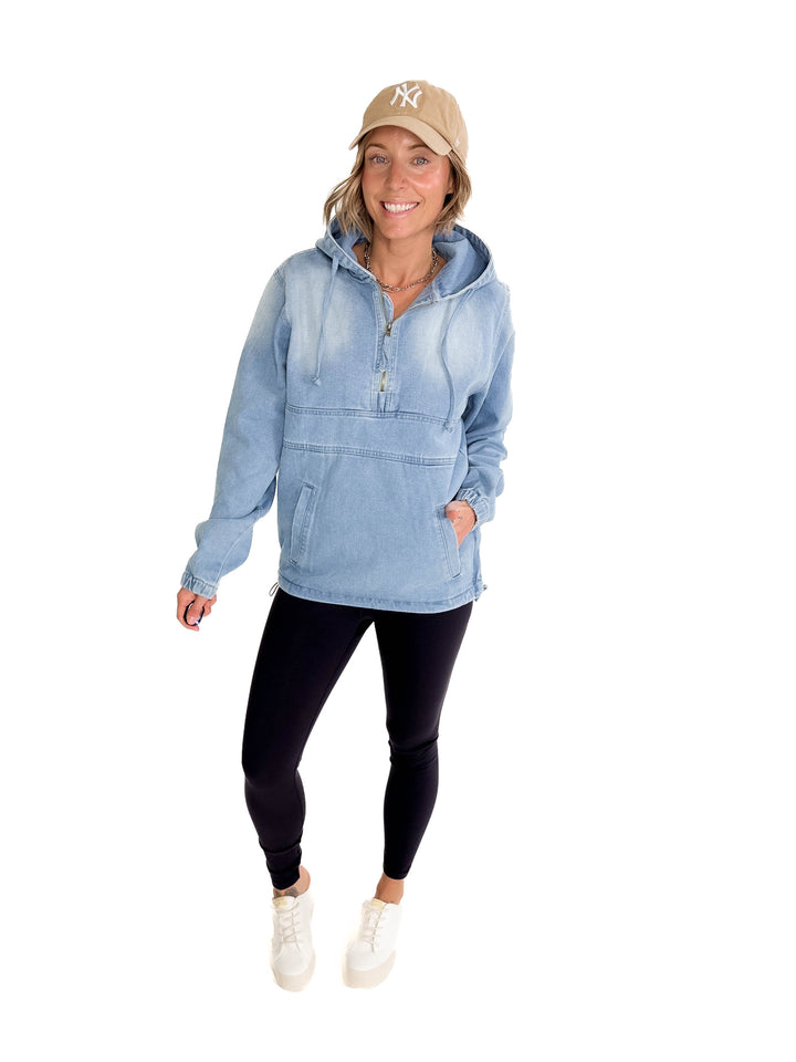 Bex Denim Hoodie Jacket- LIGHT WASH