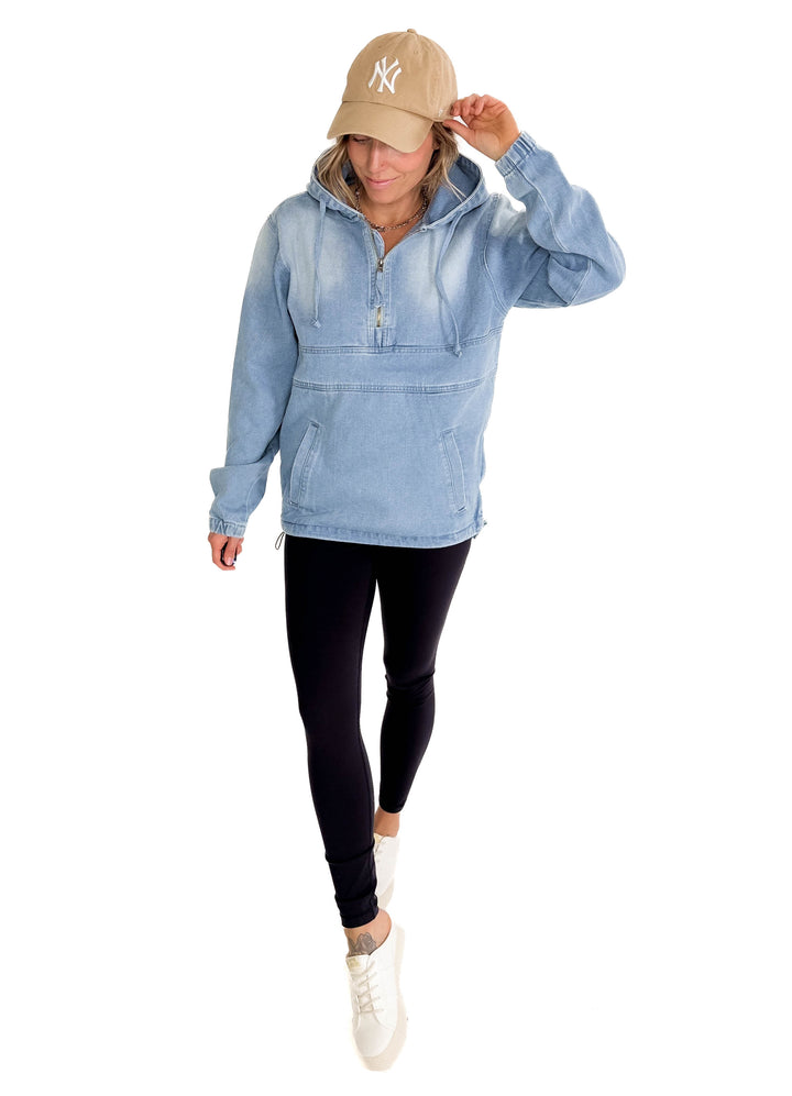 Bex Denim Hoodie Jacket- LIGHT WASH