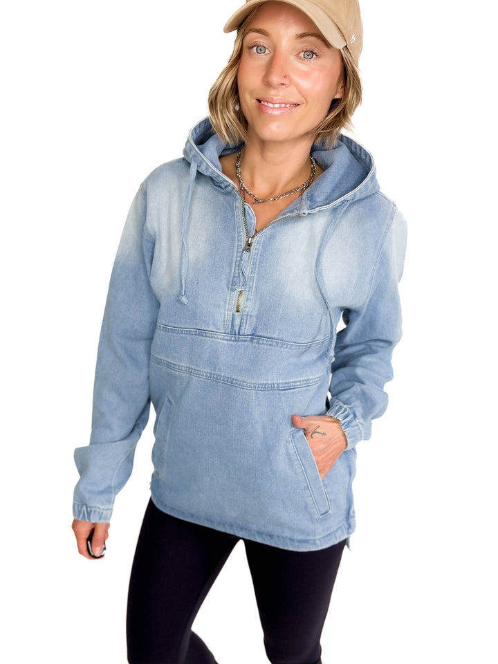 Bex Denim Hoodie Jacket- LIGHT WASH
