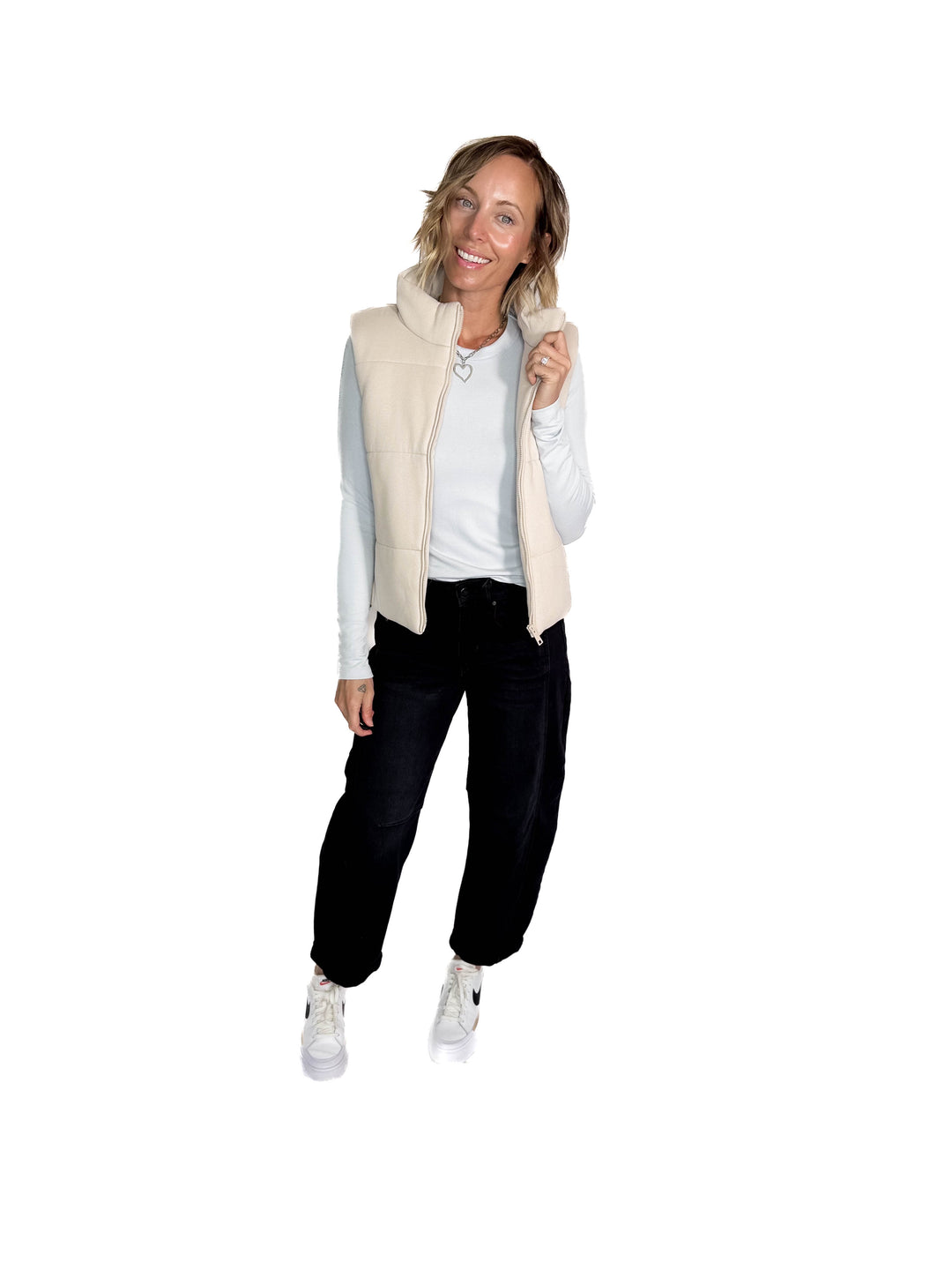 Erica Classic Puffer Vest- BEIGE-FINAL SALE
