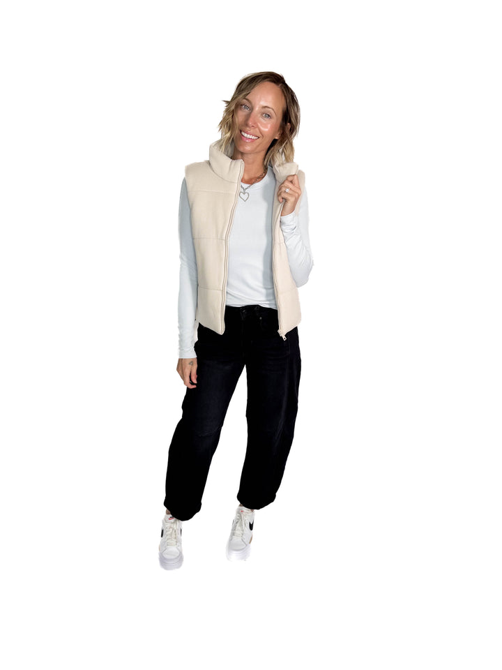Erica Classic Puffer Vest- BEIGE-FINAL SALE