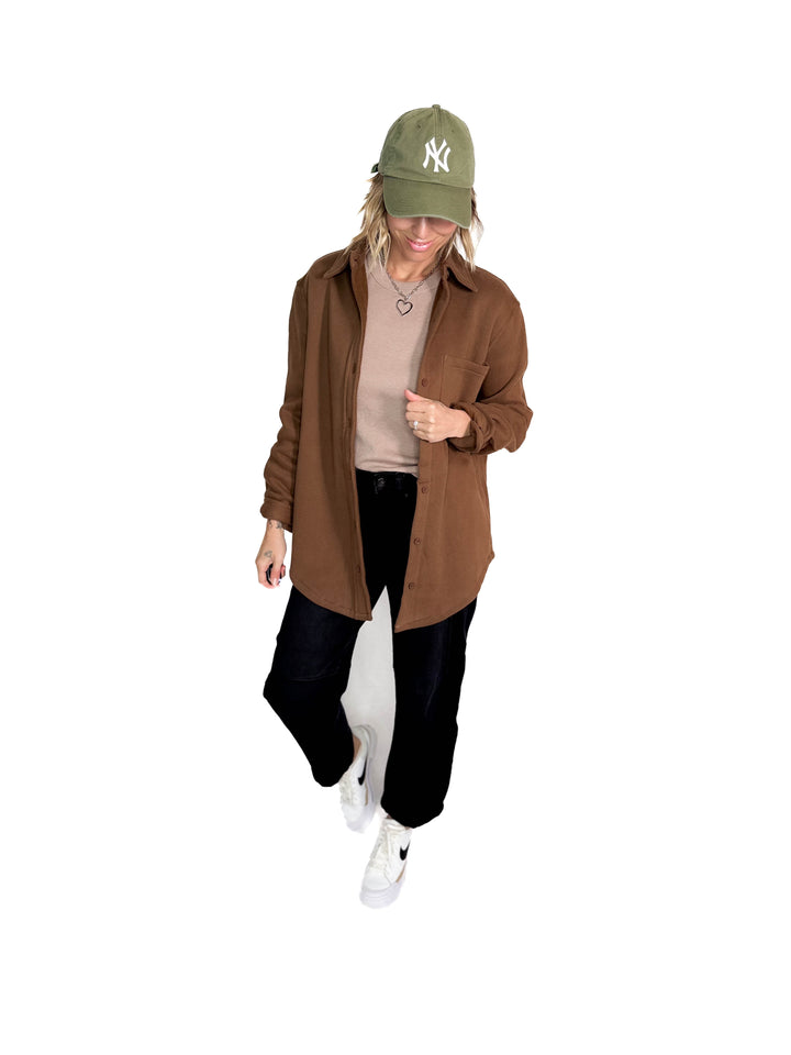 Tayler Fleece Shacket- BROWN