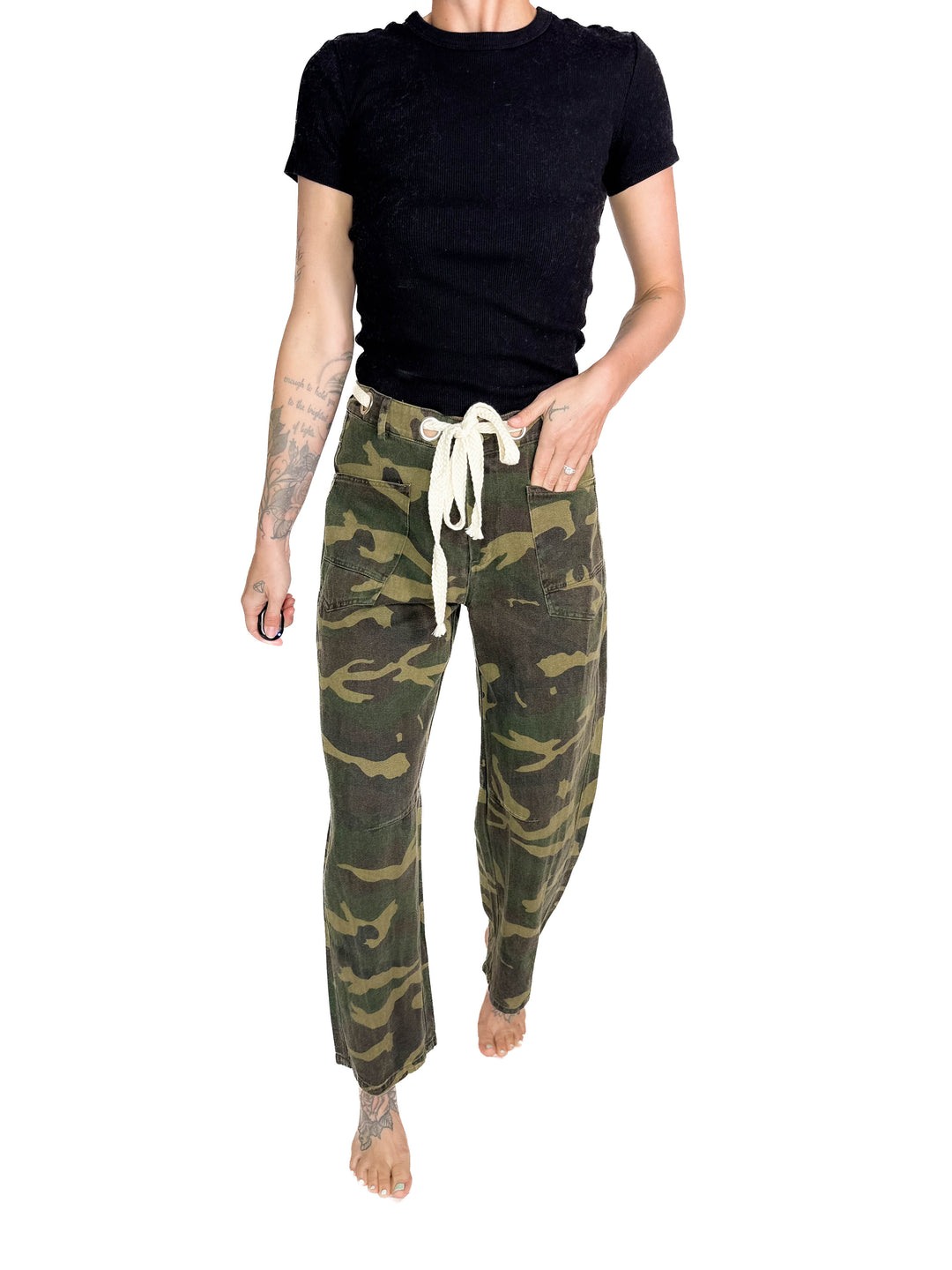 Jeremy Camo Relaxed Fit Rope String Pants- CAMO