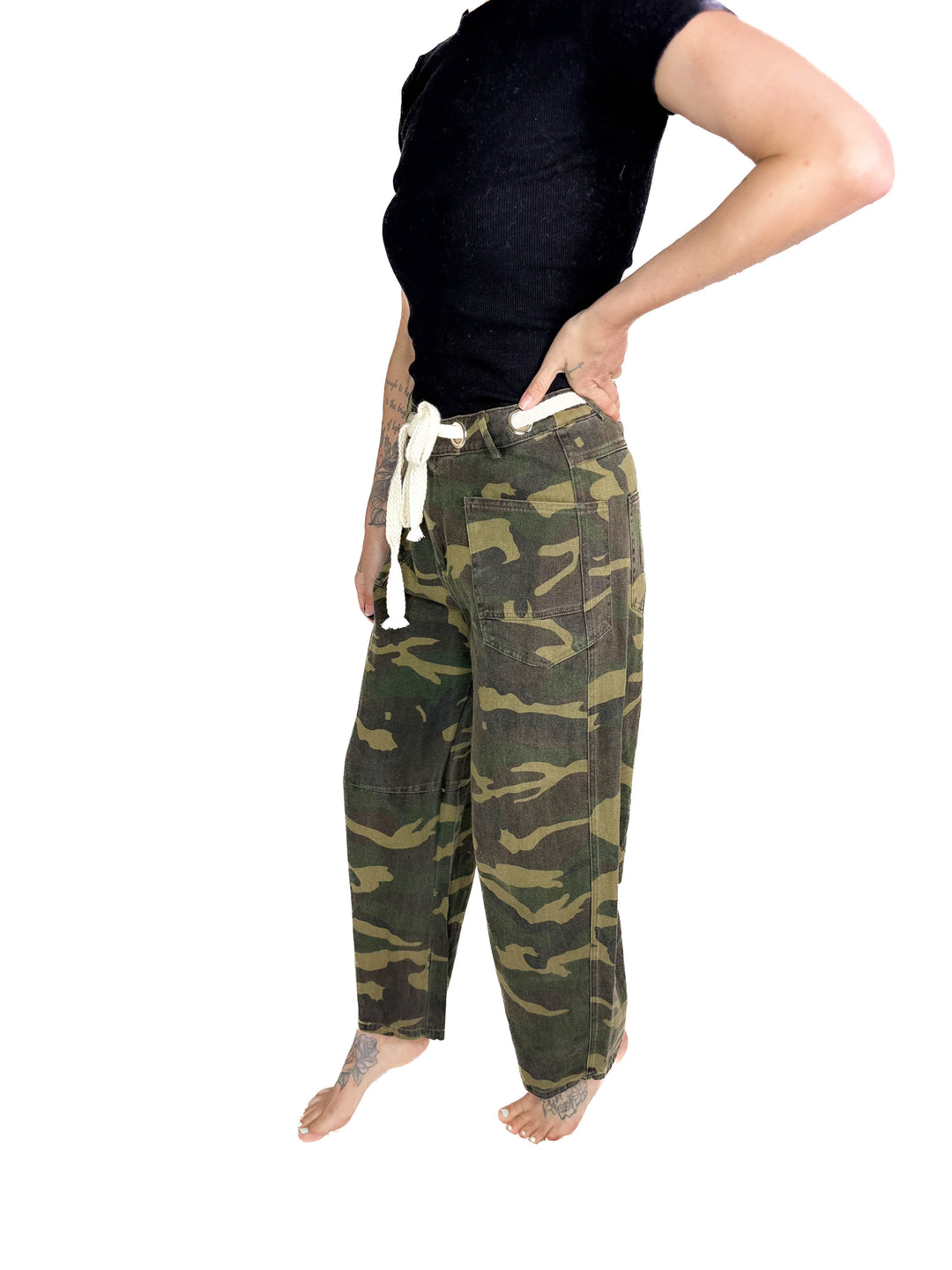 Jeremy Camo Relaxed Fit Rope String Pants- CAMO