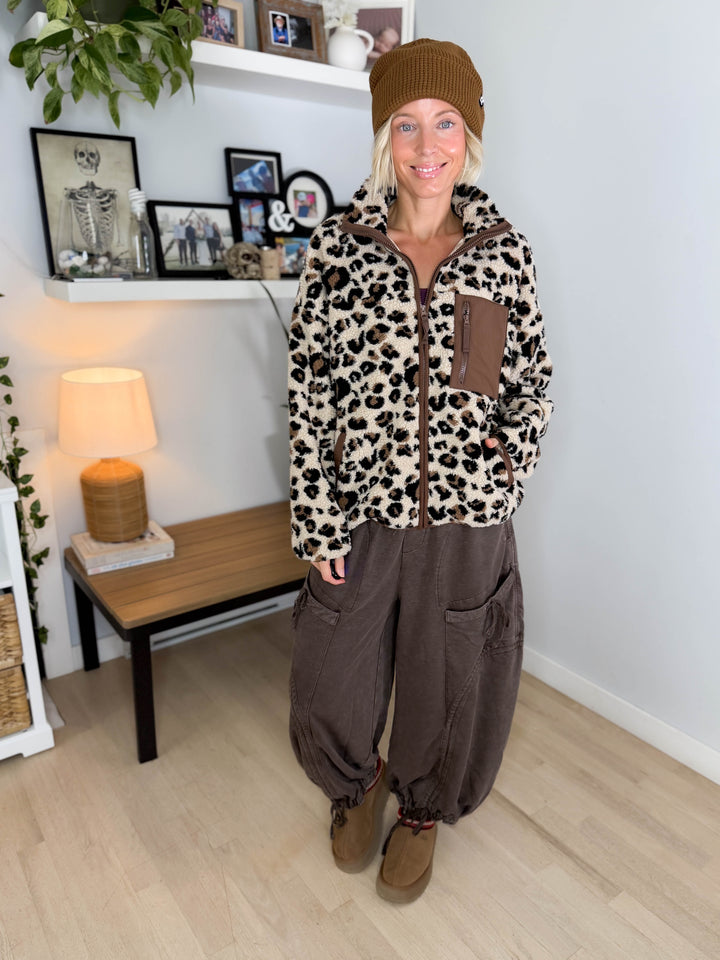 Kalli Leopard Sherpa Jacket- LEOPARD
