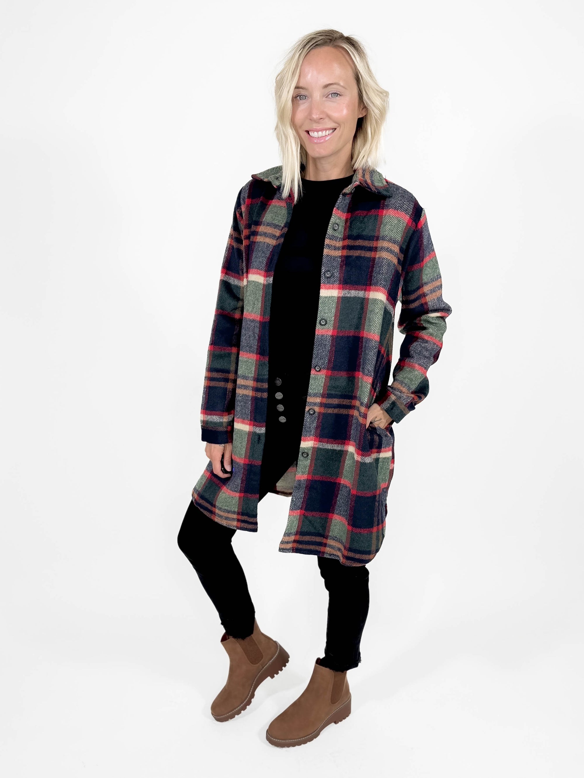 Renfrew Plaid Shacket- GREEN/NAVY